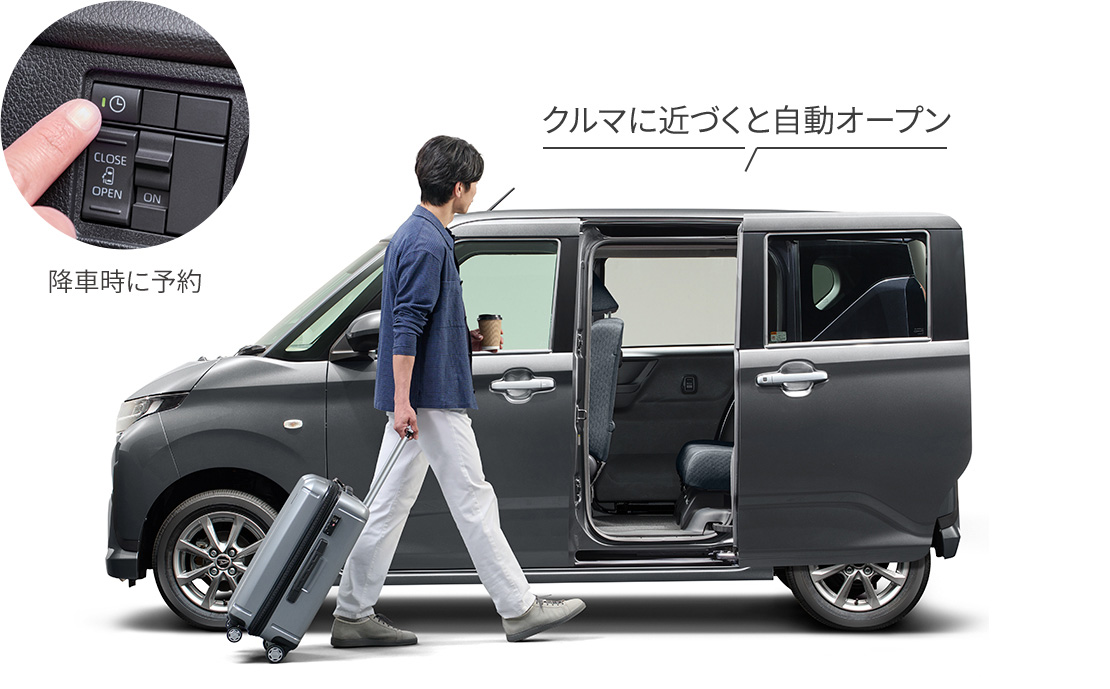 降車時に予約　クルマに近づくと自動オープン